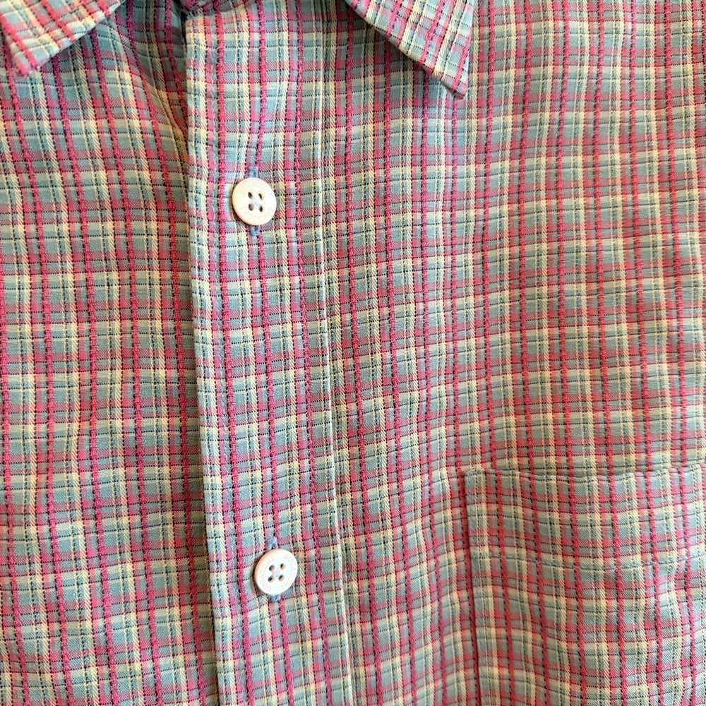 Bugatchi Uomo Men's Button Down Pink Checkered Long Sleeve Shirt Size Large - Picture 4 of 11